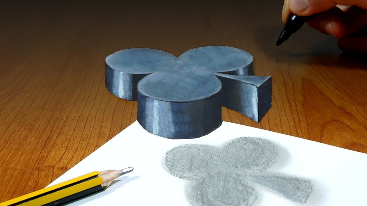 3D Trick Art, Floating Clubs, Decks of cards