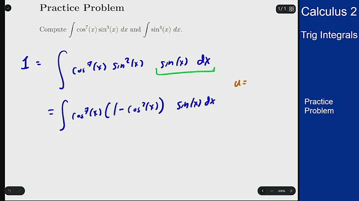 Calculus 2 - Trigonometric Integrals - Practice Problem