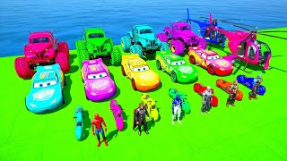 GTA V Mega Ramp Boats,Cars Motorcycle Monster Truck with Trevor and Friends New Stunt Map Challenge