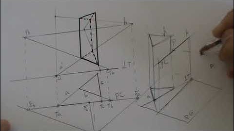 Perspectiva cónica de prisma de sección triangular equilátera