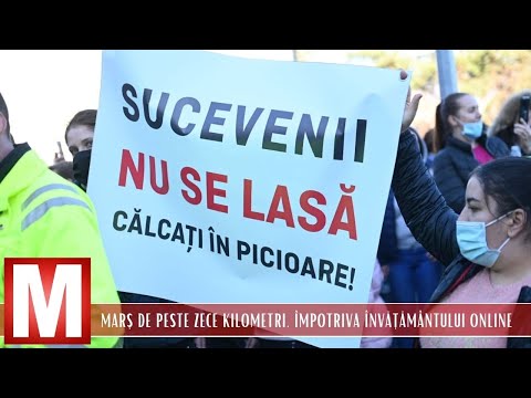 Marș de peste zece kilometri de la Bosanci la Suceava, împotriva învățământului online