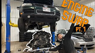 My T1 VW Touareg is Getting an Engine Swap! || How to remove V8 4.2 Engine pt.1