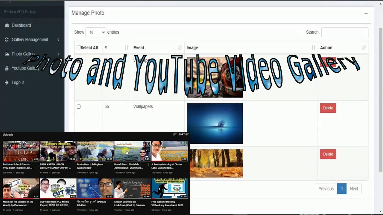 Photo and YouTube Video Gallery YouTube