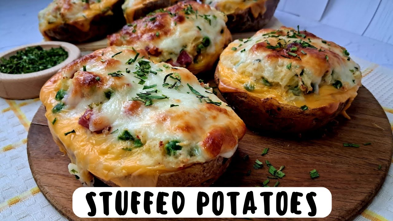 Stuffed potatoes baked in the oven - YouTube