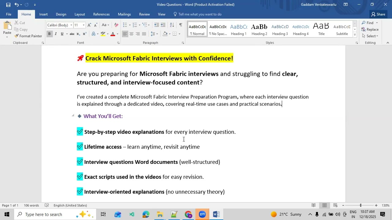 MS Fabric Data Engineering Interview Questions | Real-Time Scenarios | Step-by-Step Explanation