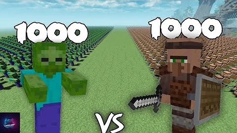 1000 Guard Villagers vs 1000 Zombies | Massive Minecraft Mob Battle 