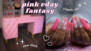 New Pink Princess Nail Desk!! Client Soft Gel Nails for Valentines Day!