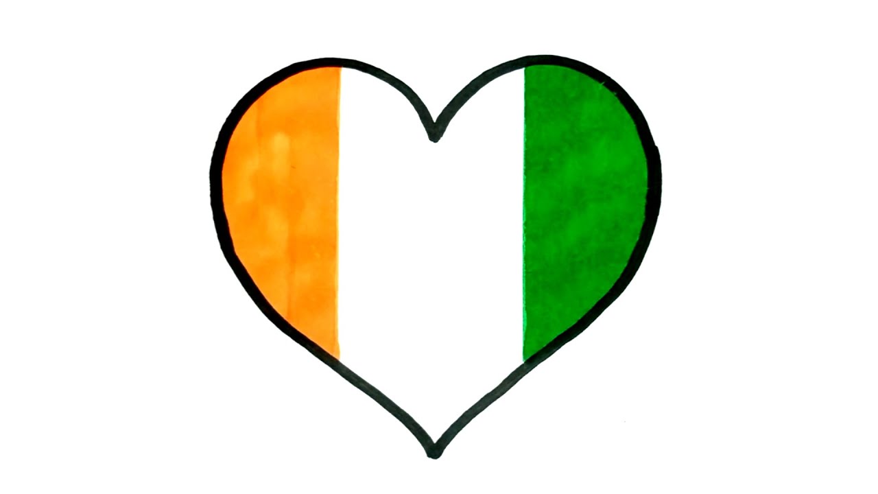 How to Draw Ivory Coast Heart Flag | Country Flag | Heart Flag | Love