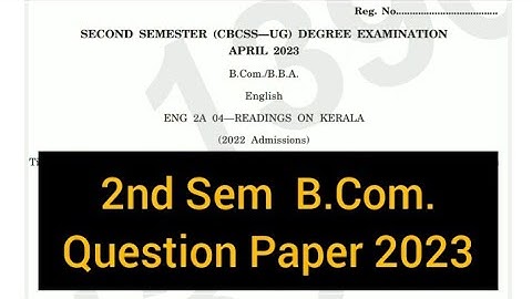 READINGS ON KERALA            |          2nd Sem  B.Com.   Question Paper 2023 #calicut #university