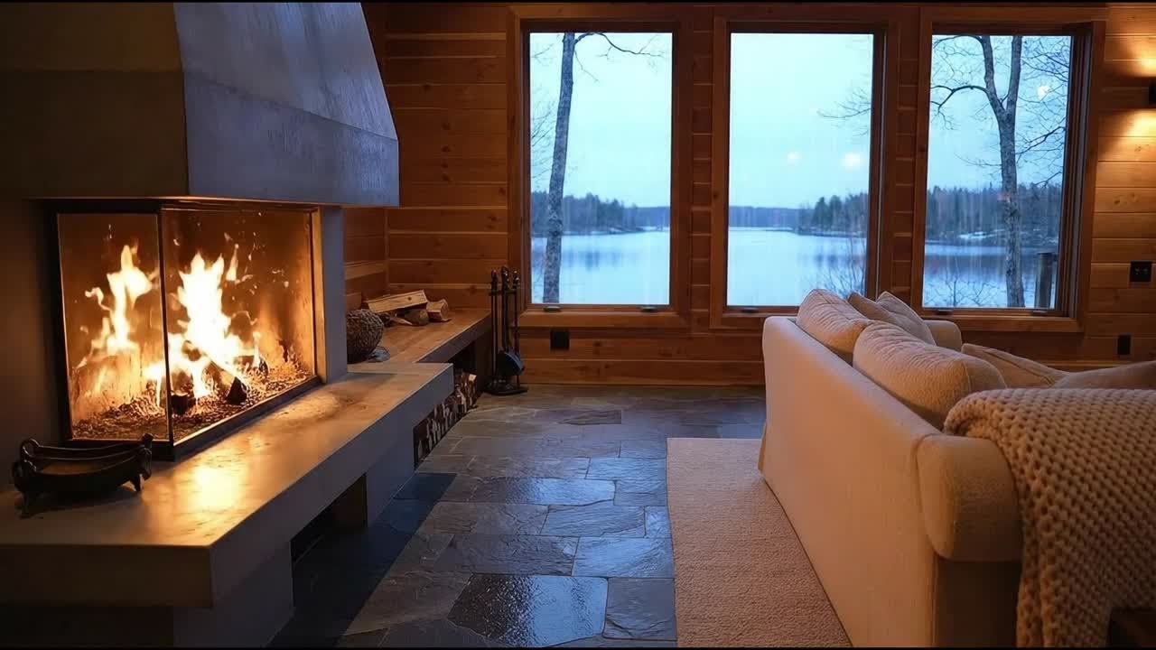 HYPNOTIC Fireplace Ambience and Crackling Fire Sounds for Deep Sleep and Relaxation 😴 cabin vibes.