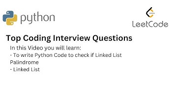 Top Coding Interview Questions -  24 Palindrome Linked List | Python| LinkedList| leetcode