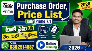 Purchase Order with Price List Full Tutorial | Tally Prime 7.1 Telugu