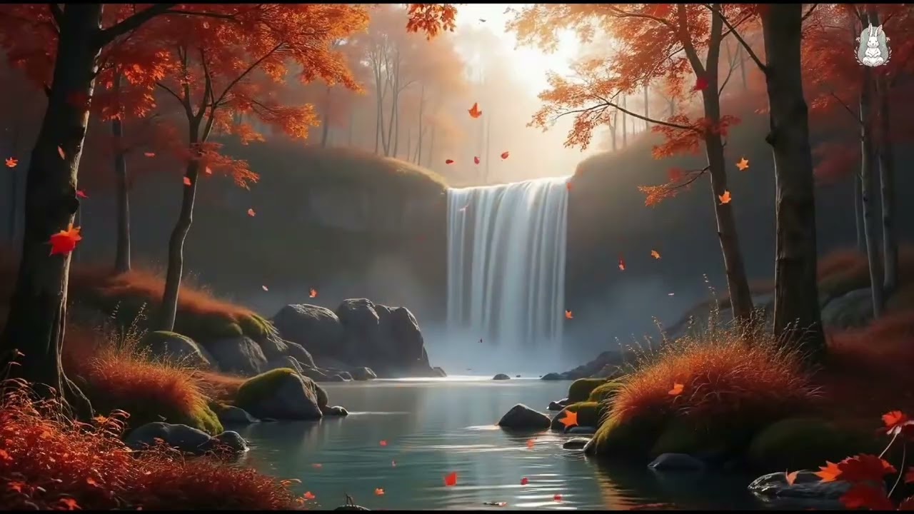 Waterfall Sound - Rustleaf Drift: Mistlit Horizon, Falling Flame, Mossbound Stones, Gentle Descent