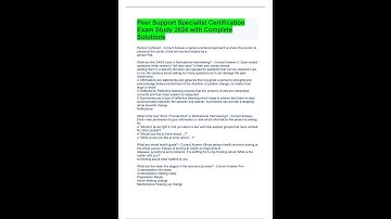 Peer Support Specialist Certification Exam Study 2024 with Complete Solutions