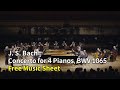 Bach (Vivaldi) - Concerto for 4 Pianos in A minor, BWV 1065 | Free Music Sheet