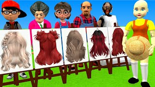 Scary Teacher 3D vs Squid Game Draw Hair Squid Girl Beautiful or Error Challenge 5 Times Challenge