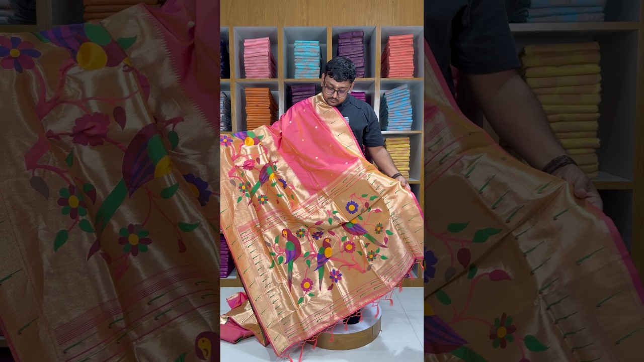 Kanchivaram Paithani Silk Big Parrot Zari Border Saree