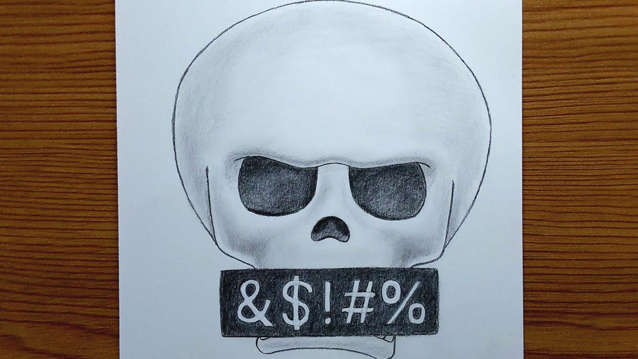 How To Draw Skull Emoji || Pencil Drawing