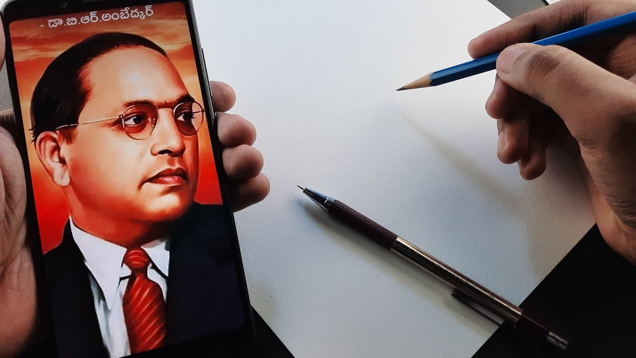 How to draw Dr BR Ambedkar step by step, Outline tutorial | Full ...