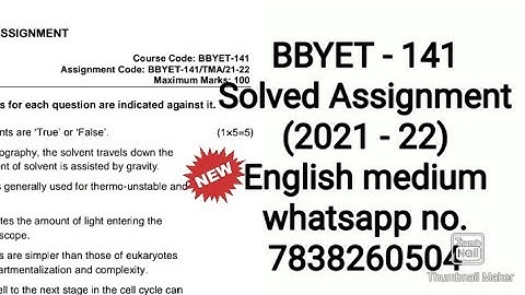BBYET 141 solved assignment 2021 22 in english