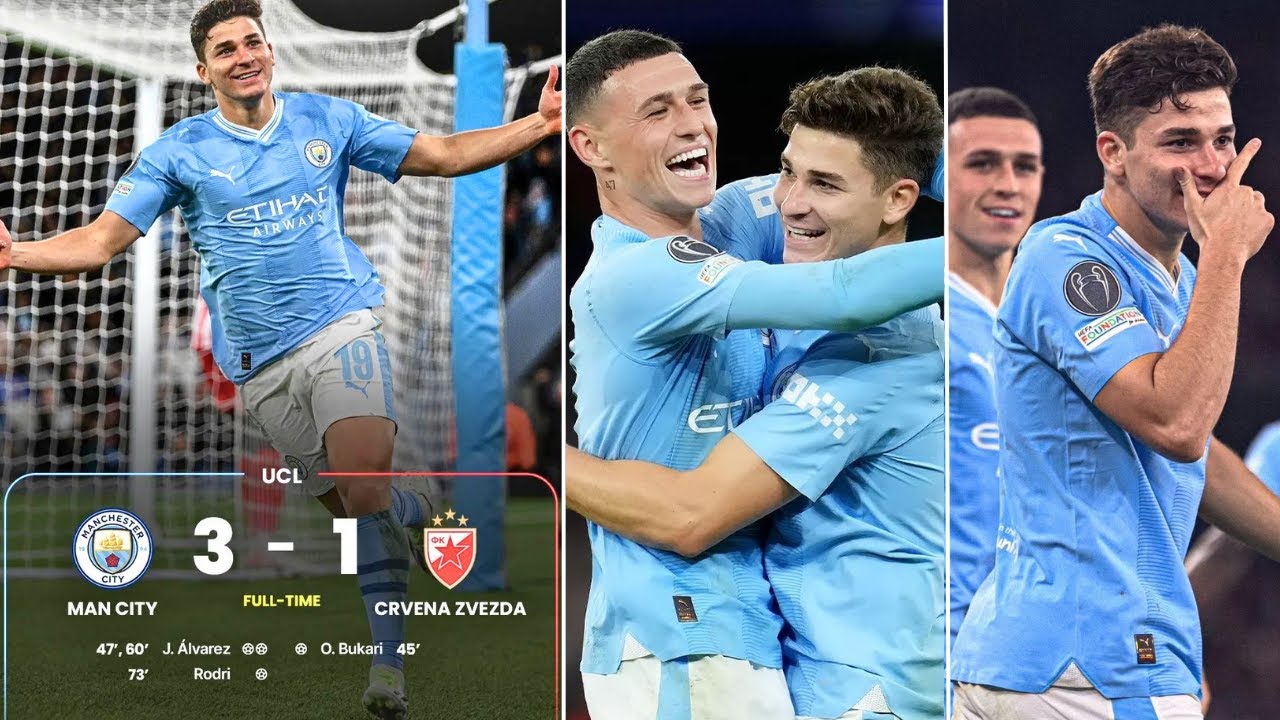 Man City vs Crvena Zvezda highlights and reaction as Alvarez scores twice  and Rodri strikes - Manchester Evening News