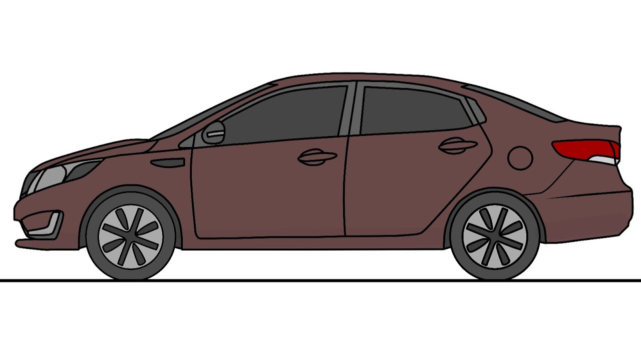 How to draw a Kia Rio QB Sedan 20112017 car step by step  YouTube