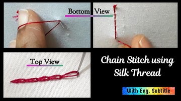 Aari chain stitch using silk thread in Tamil with Eng. subtitle