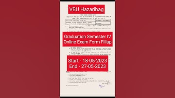 VBU HAZARIBAG SEMESTER IV Online Exam Form Fillup Start..