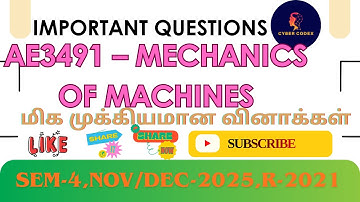 ⚙️ AE3491 – Mechanics of Machines Important Questions | AU R-2021 | Unit-wise Expected Questions