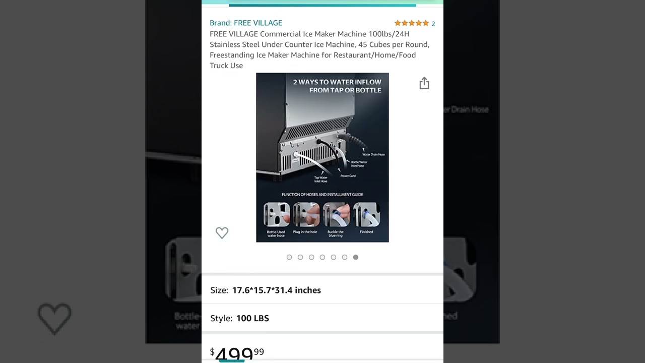 $80 off FREE VILLAGE Commercial Ice Maker Machine 100lbs/24H