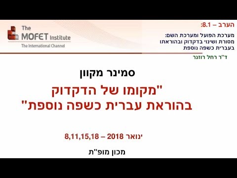 מערכת הפועל ומערכת השם: מסורת ושינוי בדקדוק ובהוראתו בעברית כשפה נוספת​​