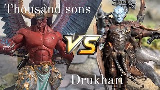 THOUSAND SONS vs DRUKHARI warhammer 40,000 battle report 10th edition daily dice