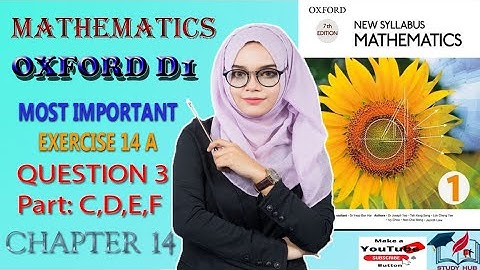 D1 Math Oxford Chapter 14 Exercise 14 A QUESTION NO 3 Part No C,D,E,F complete Solution