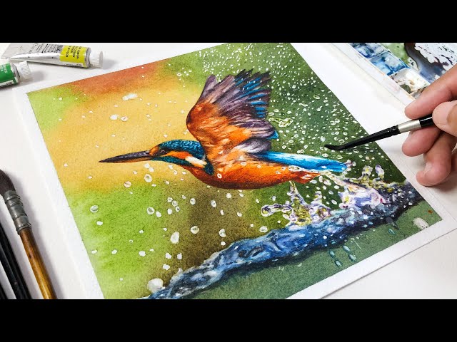 Kingfisher : Drawing with Mungyo Gallery Oil Pastel for the First Time  -STEP by STEP 