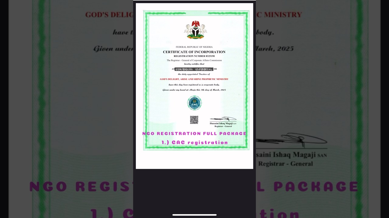 CAC NGO/IT registration done up to the point of opening a corporate bank account 