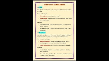 Object vs Complement || Object and Complement ||