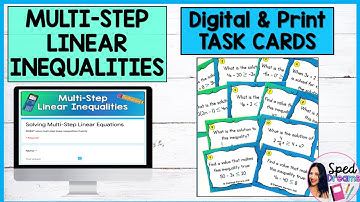 Solving Multi Step Linear Inequalities Digital and Printable Task Cards
