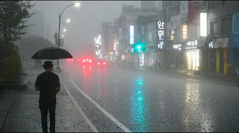 Walking in the rain, a weary day passes by. Relaxing Sound for Sleep Meditation. White Noise.