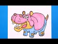 How to draw a cute hippo  parmanand drawing  animal drawing