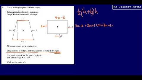 Forming Equations & Area of Trapeziums (GCSE Maths - Edexcel Practice Tests Set 2 - 2H - Question 8)
