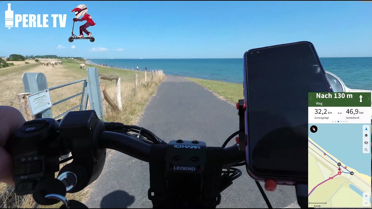 🛴 IO Hawk Legend 🛴: 80,4km Tour 13.08.2022 - LIVE Insel Fehmarn Umrundung mit dem E-Scooter (2,7k)