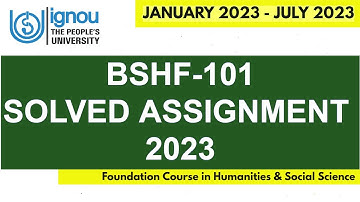 BSHF-101 FULLY SOLVED ASSIGNMENT NEW (2023-24) II BTS COURSE ASSIGNMENT