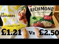 ASDA JUST ESSENTIALS Vs RICHMOND Frozen SAUSAGES Comparison