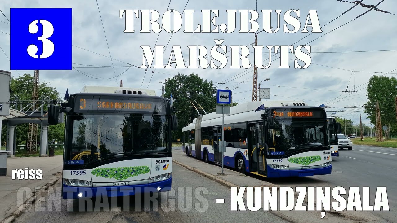 Rīga, Trolejbusa maršruts №3,Pa izmainītu maršrutu, reiss Pētersala - Sarkandaugava - Kundziņsala.