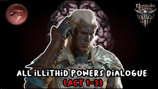 Baldur's Gate 3 All Illithid Powers Dialogue (Act 1-3)