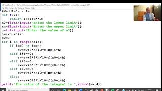 Python program for weddles rule