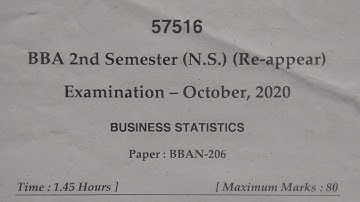 Mdu BBA 2nd Semester Business Statistics Question Paper | BBA Business Statistics Question Paper