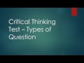 Critical Thinking Test - Types of Question