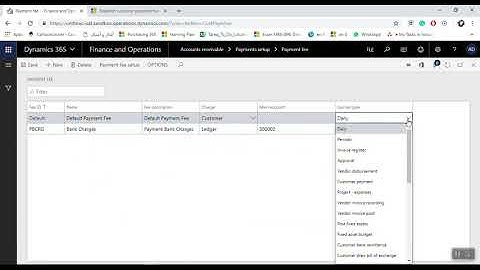 D365 Accounts Receivable Customer Payment Fee Setup