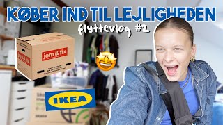 JEG KØBER IND TIL LEJLIGHEDEN, TAGER I IKEA & SÆTTER MØBLER OP | flyttevlog #2